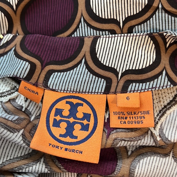 Tory Burch 3/4 Sleeve Silk Patterned Sequin Accent Dress 6 - Picture 8 of 8